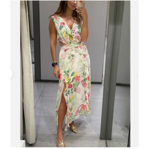 Floral Print Cut Out Dress Size L